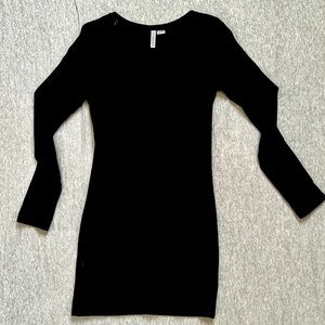 H&M Black Long-sleeve Mini Dress